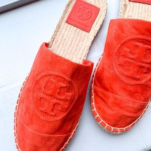 Tory Burch Benton Suede Espadrille Mule Red - Size 7